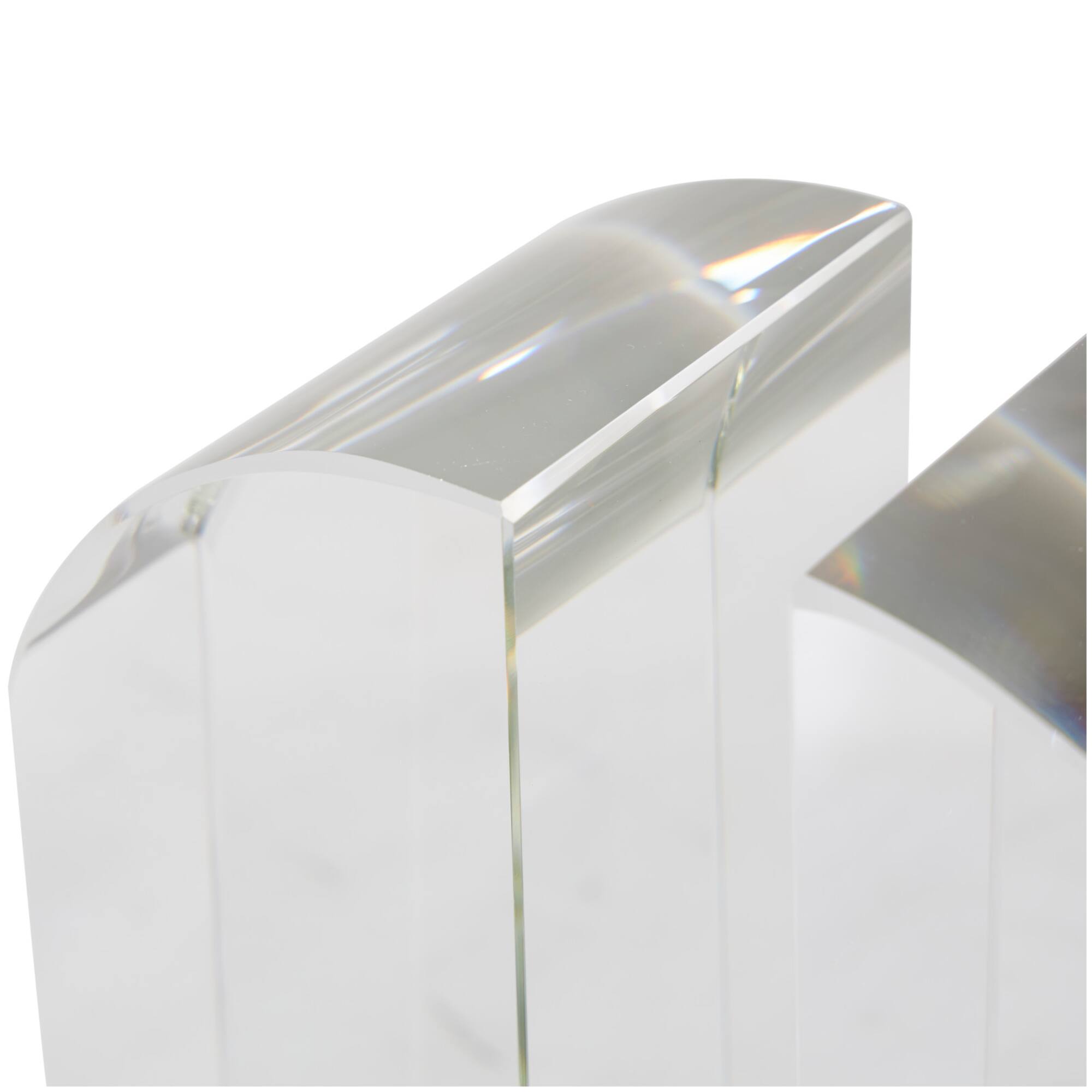 6" Clear Crystal Geometric Arched Bookends Set